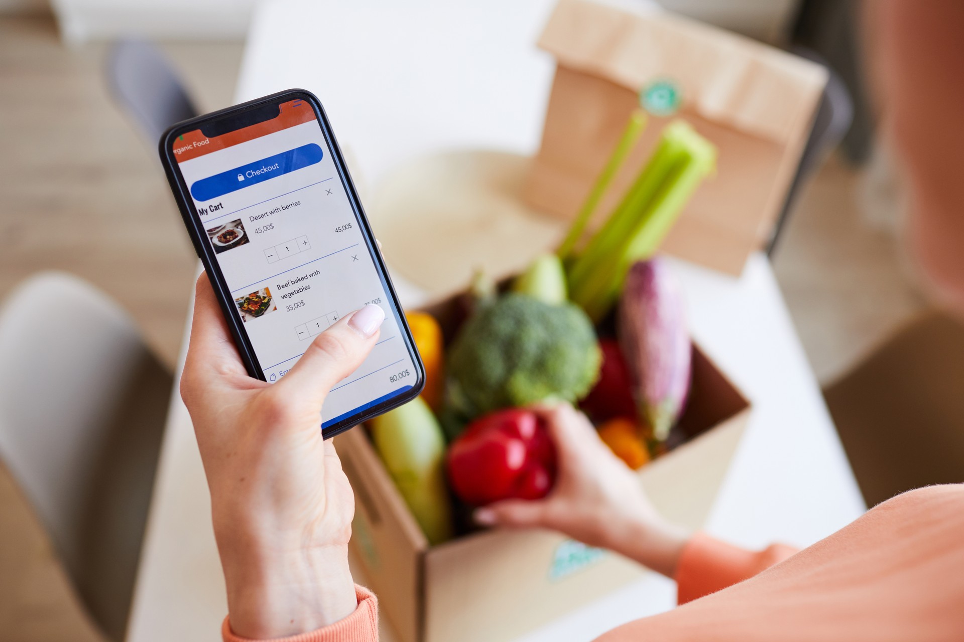 Woman ordering food online